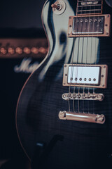 Close up detail of an electric guitar
