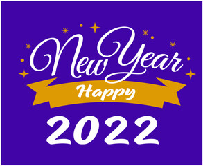 Fototapeta na wymiar Happy New Year 2022 Holiday Abstract Design Vector Illustration Yellow And White With Purple Background