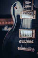 Close up detail of an electric guitar