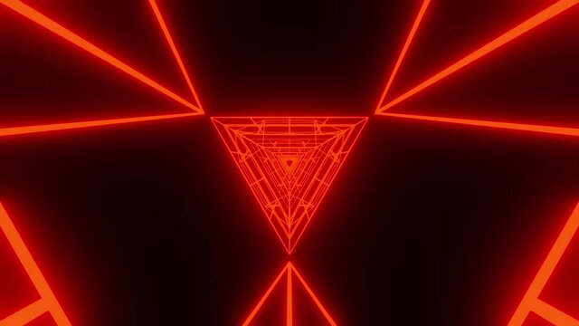 Red hell neon triangle movement tunnel background VJ loop