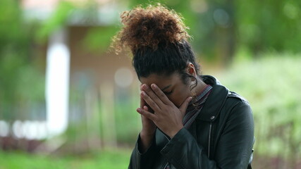 Desperate woman feeling anxiety and stress