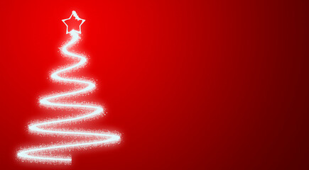 Fondo rojo de navidad con árbol de de navidad brillante. 