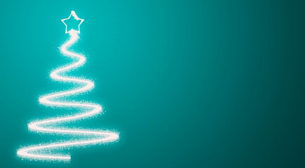 Fondo azul de navidad con árbol de de navidad brillante. 