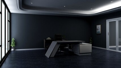 3d office manager room with woodenand modern design interior