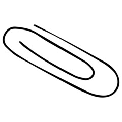 Black isolated paper clip icon on white background. The outline of a paper clip. A paper clip for office supplies.