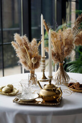 Dining table decor. Festive table