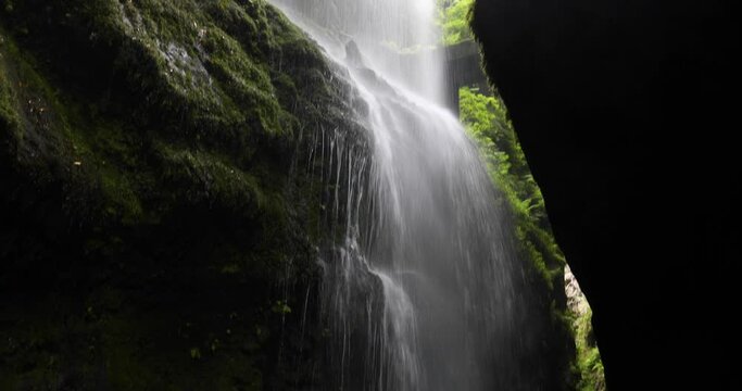 Scene of Tilos waterfall in La Palma Island, Canary Islands. 4K UHD