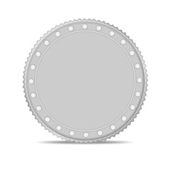Empty silver coin or medal isolated on a white background