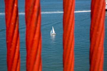 Details and fragments of the golden gate bridge