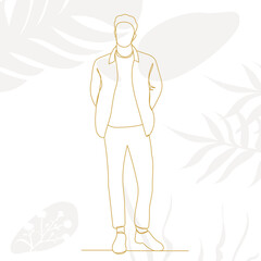 man, guy one line drawing, on an abstract background
