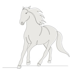 Plakat running horse sketch, outline, vector