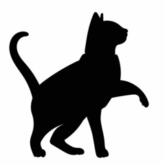 black silhouette of a cat, isolated, vector