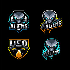 Aliens logo mascot collection template design
