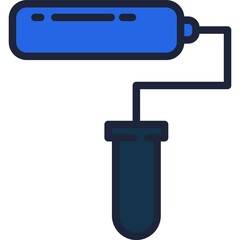 Roller brush to paint wall vector icon isolated