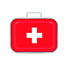 Obraz premium Red first aid kit case isolated on a white background