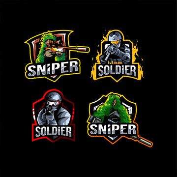 Soldier logo mascot collection template design