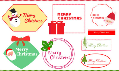 Christmas Tag, Title vector banner. Merry Christmas Label. Vector illustration