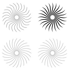 A set of linear icons and boho symbols - sun and spark logo design templates - abstract design elements for decoration in a modern minimalist style for social media posts, packaging decoration, vector