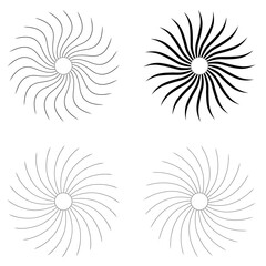 A set of linear icons and boho symbols - sun and spark logo design templates - abstract design elements for decoration in a modern minimalist style for social media posts, packaging decoration, vector