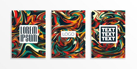 Set of abstract illustrations with unique colors. For leaflets, brochures, banners, advertisements.