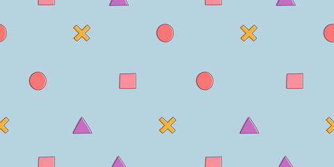 Geometric seamless pattern. Modern abstract background with geometric shapes on blue background. 
