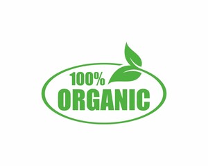 100% organic label sticker badge Vector