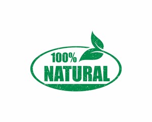 100% natural label sticker badge Vector