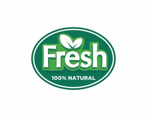 100% fresh natural label sticker badge Vector, 100 percen fresh label stamp