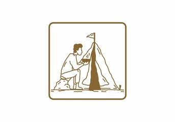 Simple and alone camping illustration