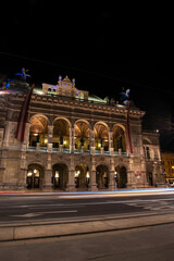The famous Vienna Opera house at night