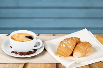 Comfort winter food with a cup of coffee