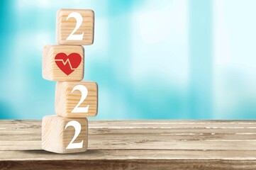 Doctor concept with 2020 and heart on wooden cubes