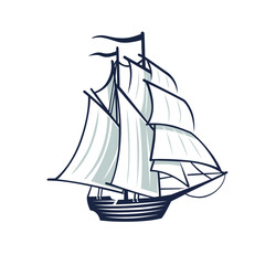 Sailing ship illustration on white background.
