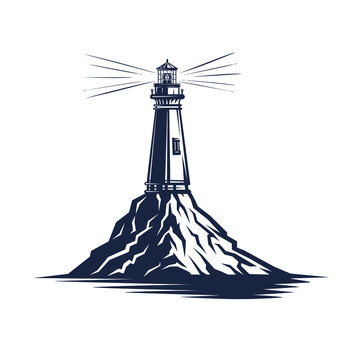 Lighthouse logo or label. Lighthouse icon isolated on white background.
