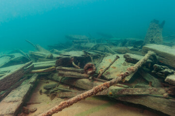 The Herman Hettler shipwreck in the Alger Underwater Preserve in Lake Superior © Focused Adventures