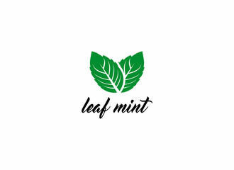 leaf mint logo template in white background