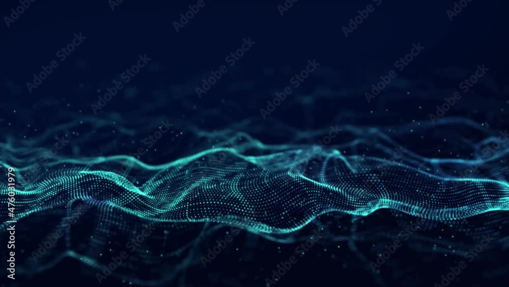Aufkleber abstract technology wave. flow of particles. big data transfer visualization. 3d rendering.