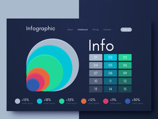 Modern infographic vector elements for business brochures. Use in website, corporate brochure, advertising and marketing. Pie charts, line graphs