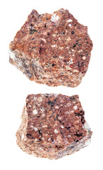 set of dacite stones cutout on white