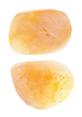 set of stilbite gem stones cutout on white
