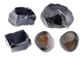 set of various volcanic glass Apache tears stones
