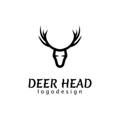 deer head silhouette shape modern logo design