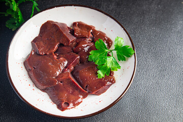 pork liver offal fresh piece of pork meat healthy meal food snack on the table copy space food background rustic top view keto or paleo diet