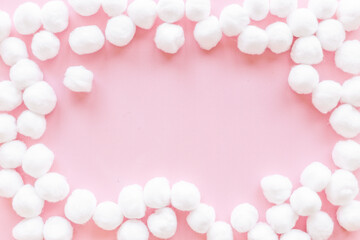 Cosmetic makeup remover supplies - cotton balls , top view