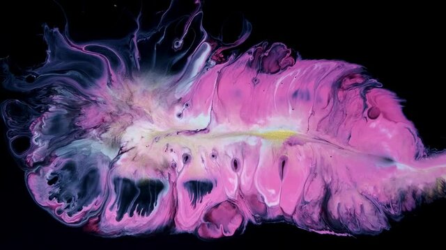 Fluid art pink white texture. Liquid acrylic flows