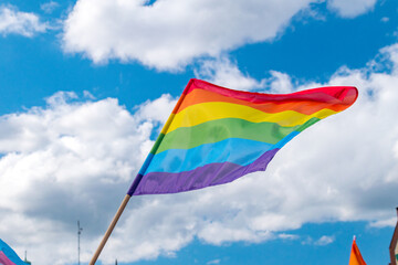 Rainbow flag, a symbol for the LGBT community. The rainbow flag is a symbol of lesbian, gay, bisexual, transgender (LGBT) and queer pride and LGBT social movements.