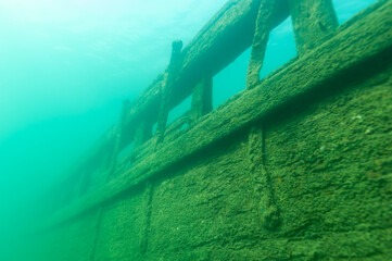 The Bermuda shipwreck in the Alger Underwater Preserve in Lake Superior
