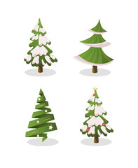 green christmas tree, set of vector illustrations
