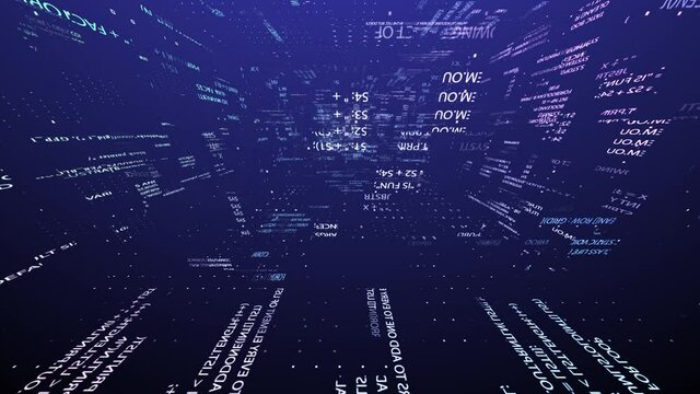 Software or blockchain concept and running hud text.