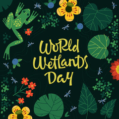 World Wetlands Day phrase on greeting card